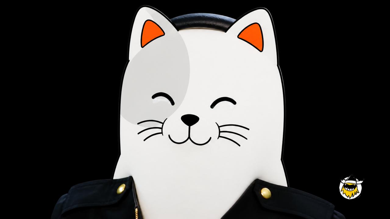 Purr Cat wearing a leather jacket